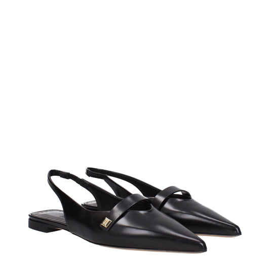 Black Leather Ballet Flats