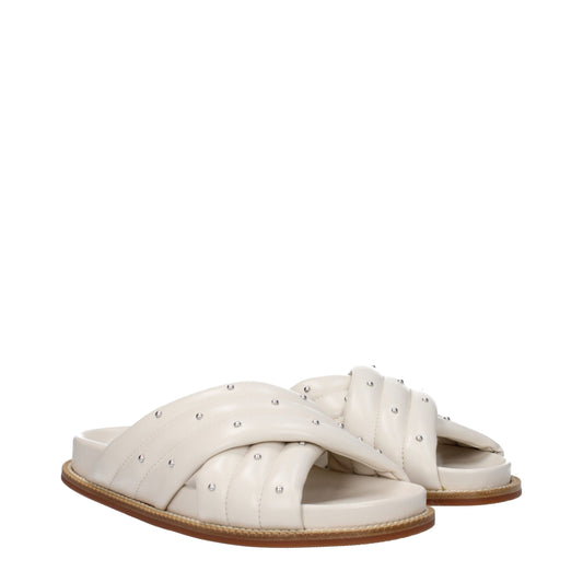 Beige Leather Slippers