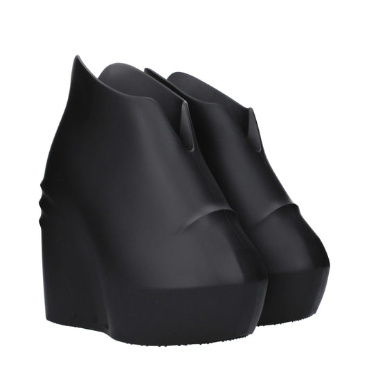 Black Cotton Wedge Sandals