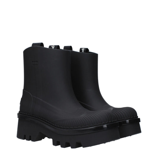 Black Cotton Ankle Boots