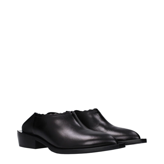 Black Leather Clogs