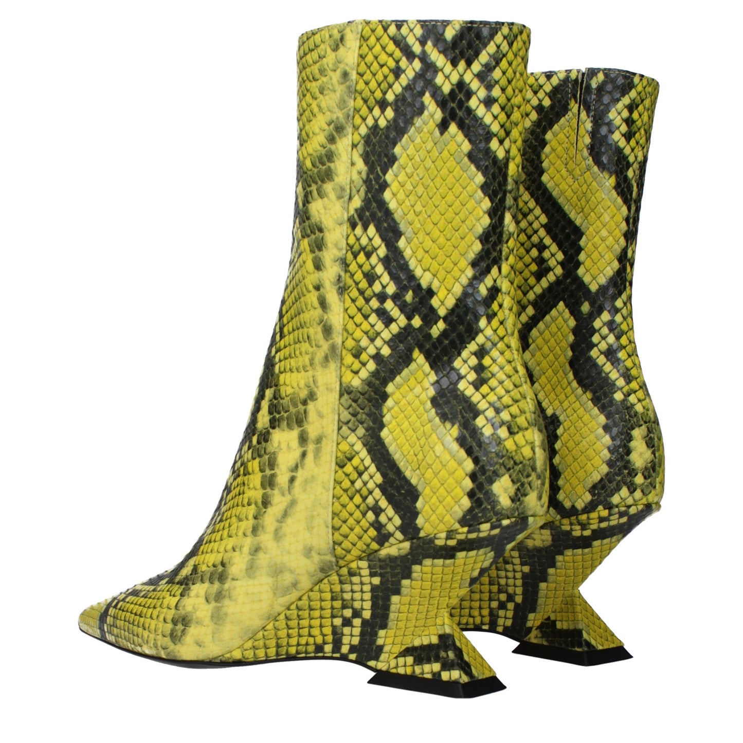 Yellow Leather Ankle Boots