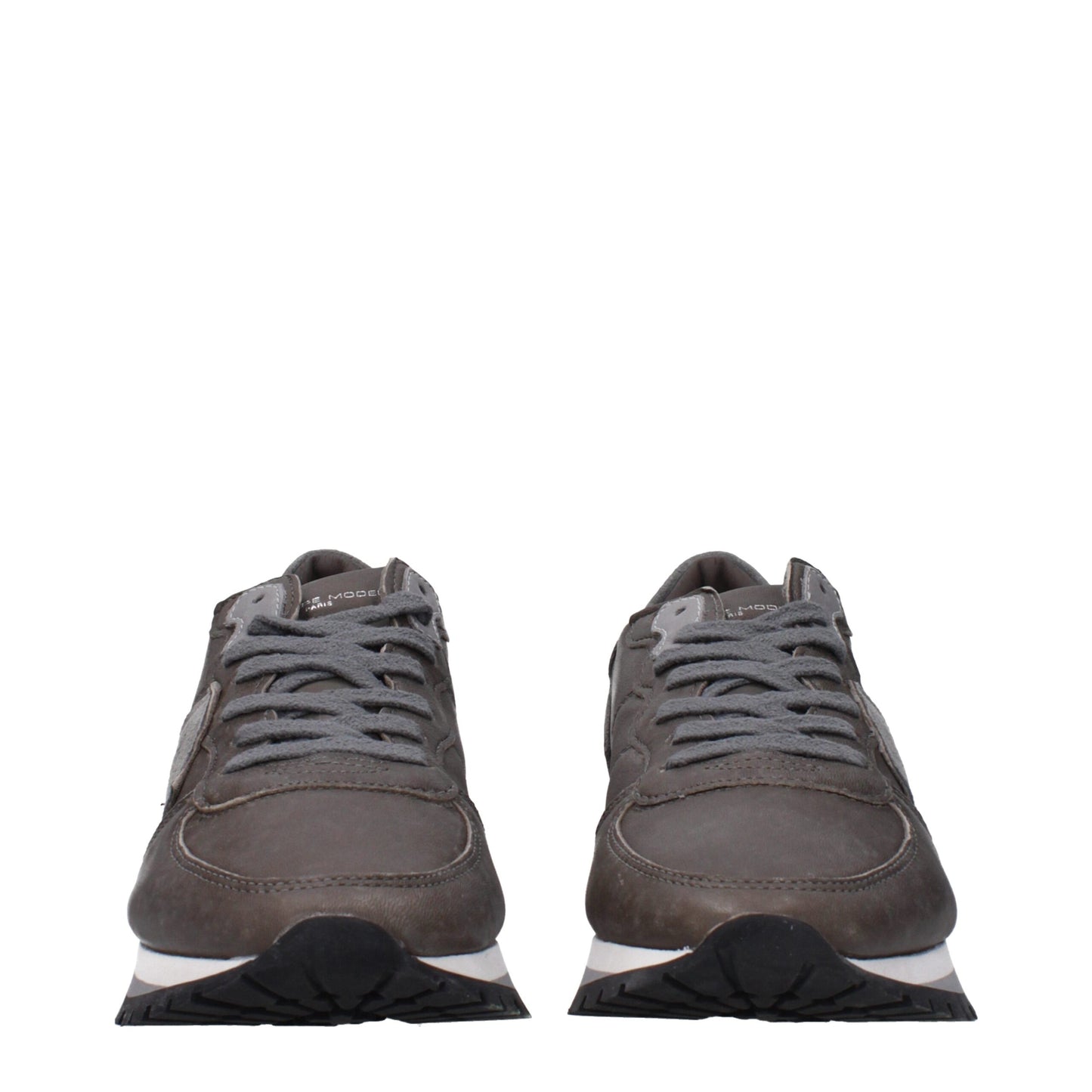 Gray Leather Sneakers