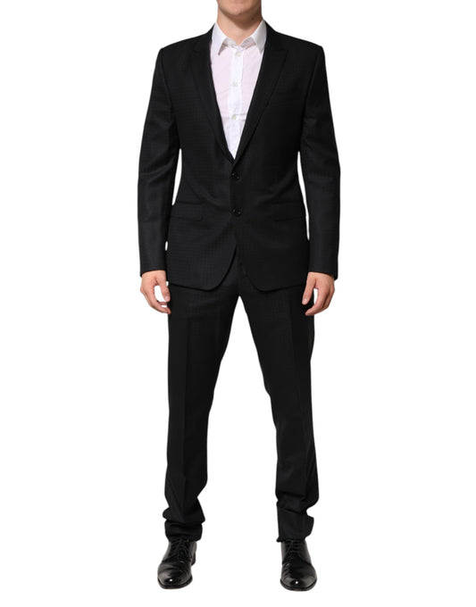 Black Jacquard Single Breasted 2 Piece Suit