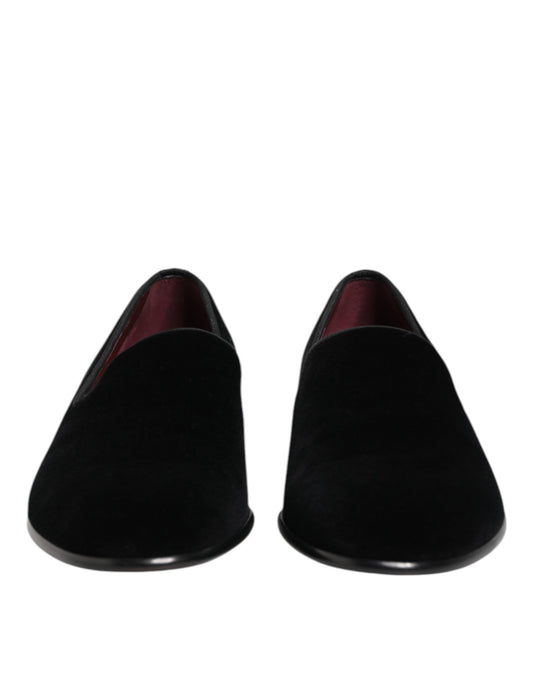 Black Velvet Slip On Loafers Men Formal Shoes