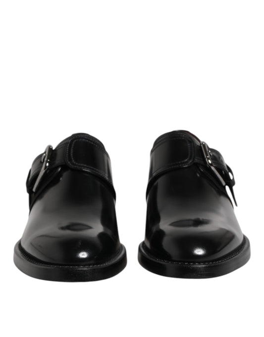 Black Leather Monk Strap Derby Formal Shoes