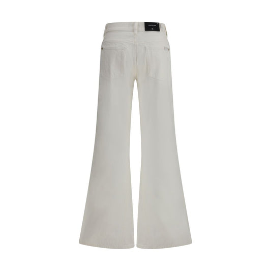 Cream Cotton Flared Jeans