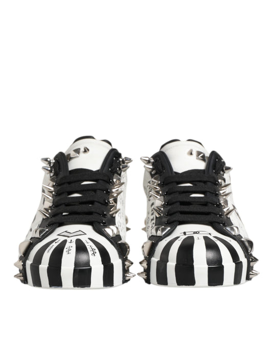 Black White Studded Low Top Sneakers Shoes