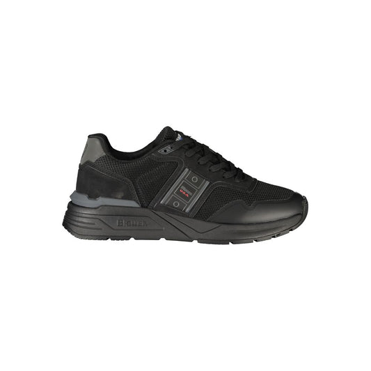 Black Polyester Mens Sneaker