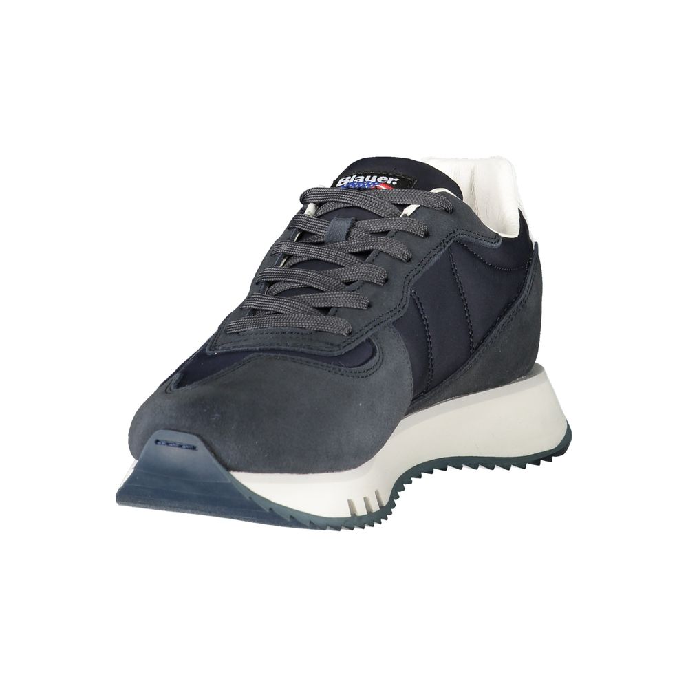 Blue Leather Men Sneaker