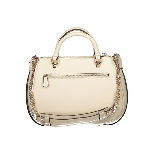 Beige Polyurethane Women Handbag