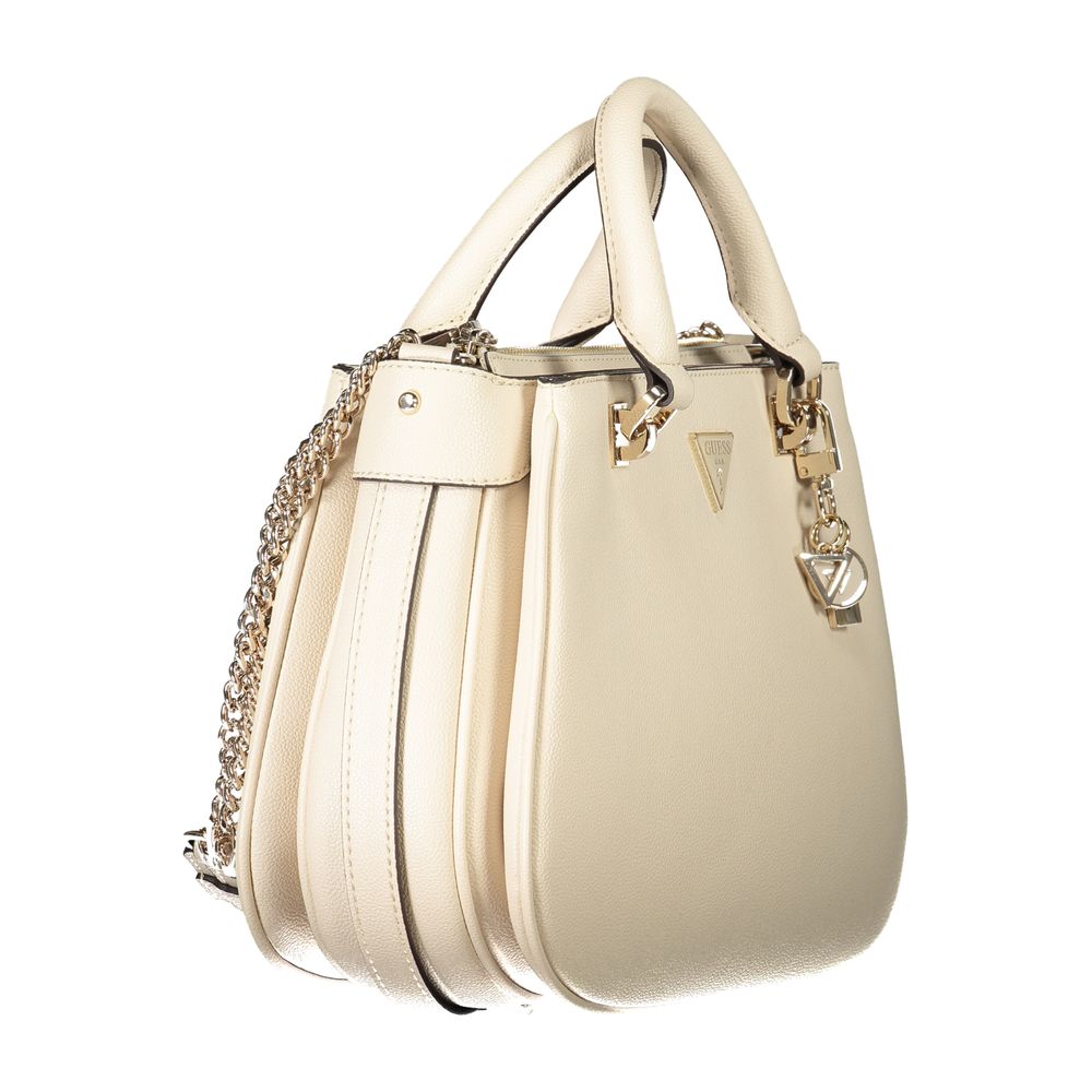 Beige Polyurethane Women Handbag