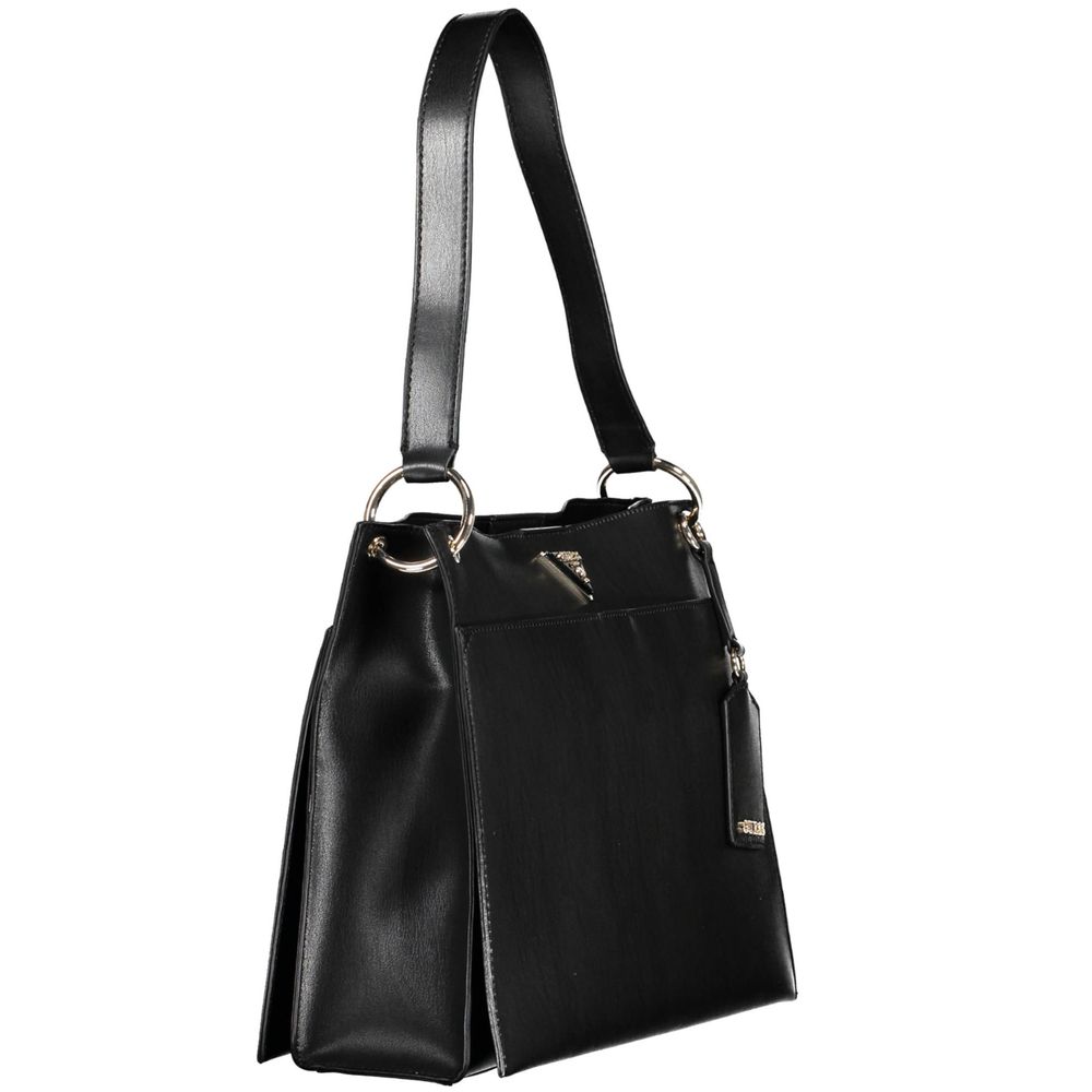 Black Polyurethane Women Handbag