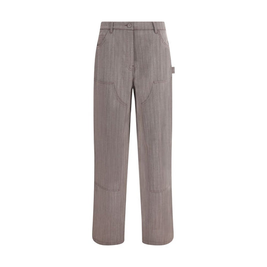 Brown Fleece Wool Casual Pants