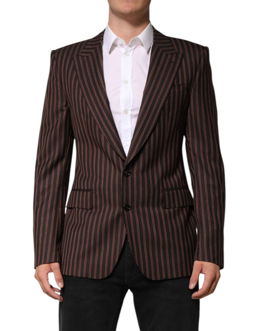 Black Brown Stripe Single Breasted Blazer