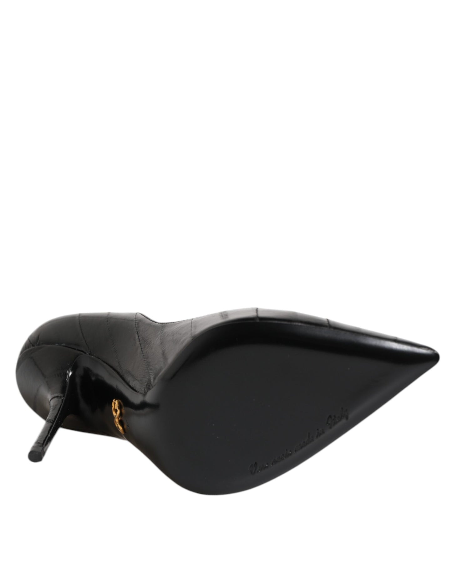 Black Leather Stiletto High Heels Pumps Shoes