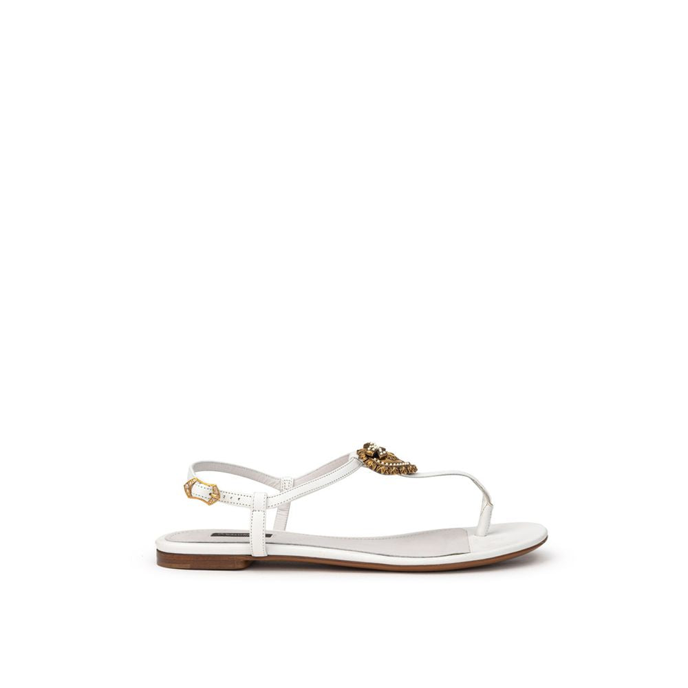 White Leather Flip-Flop Sandal
