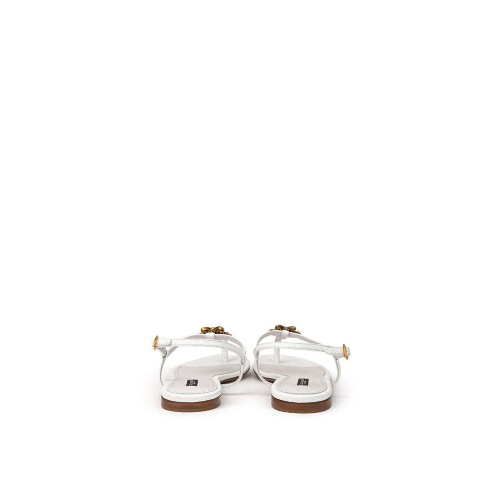 White Leather Flip-Flop Sandal