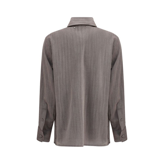 Brown Fleece Wool Dress Shirt