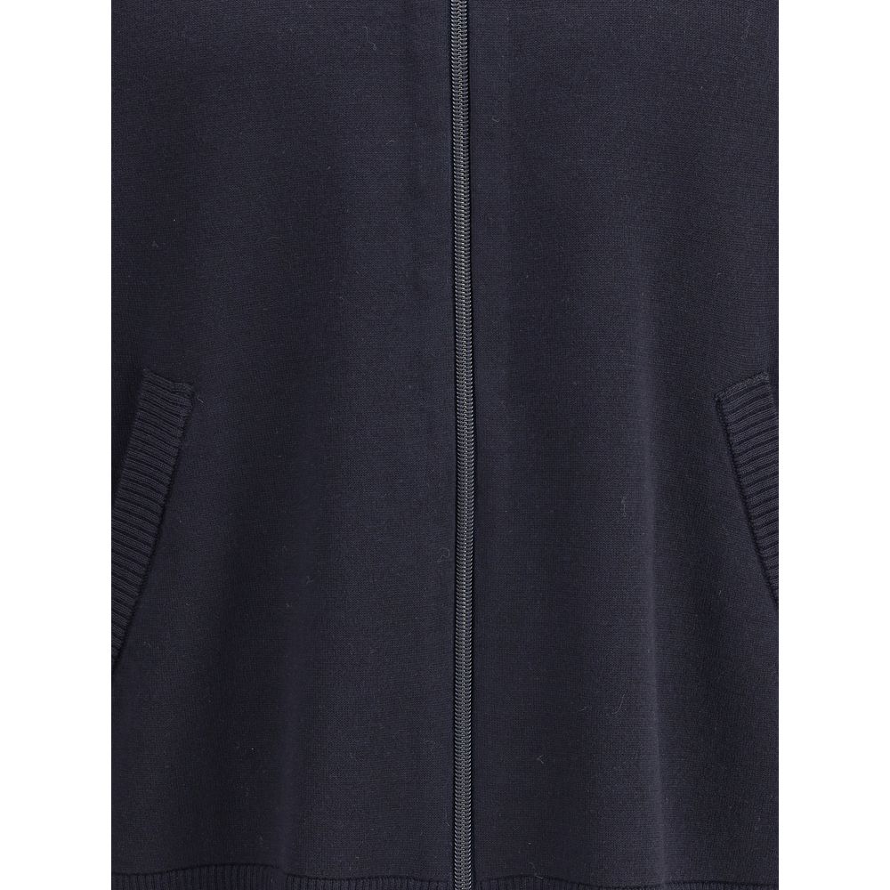 Double Face Full Zip Up Cardigan In Meri