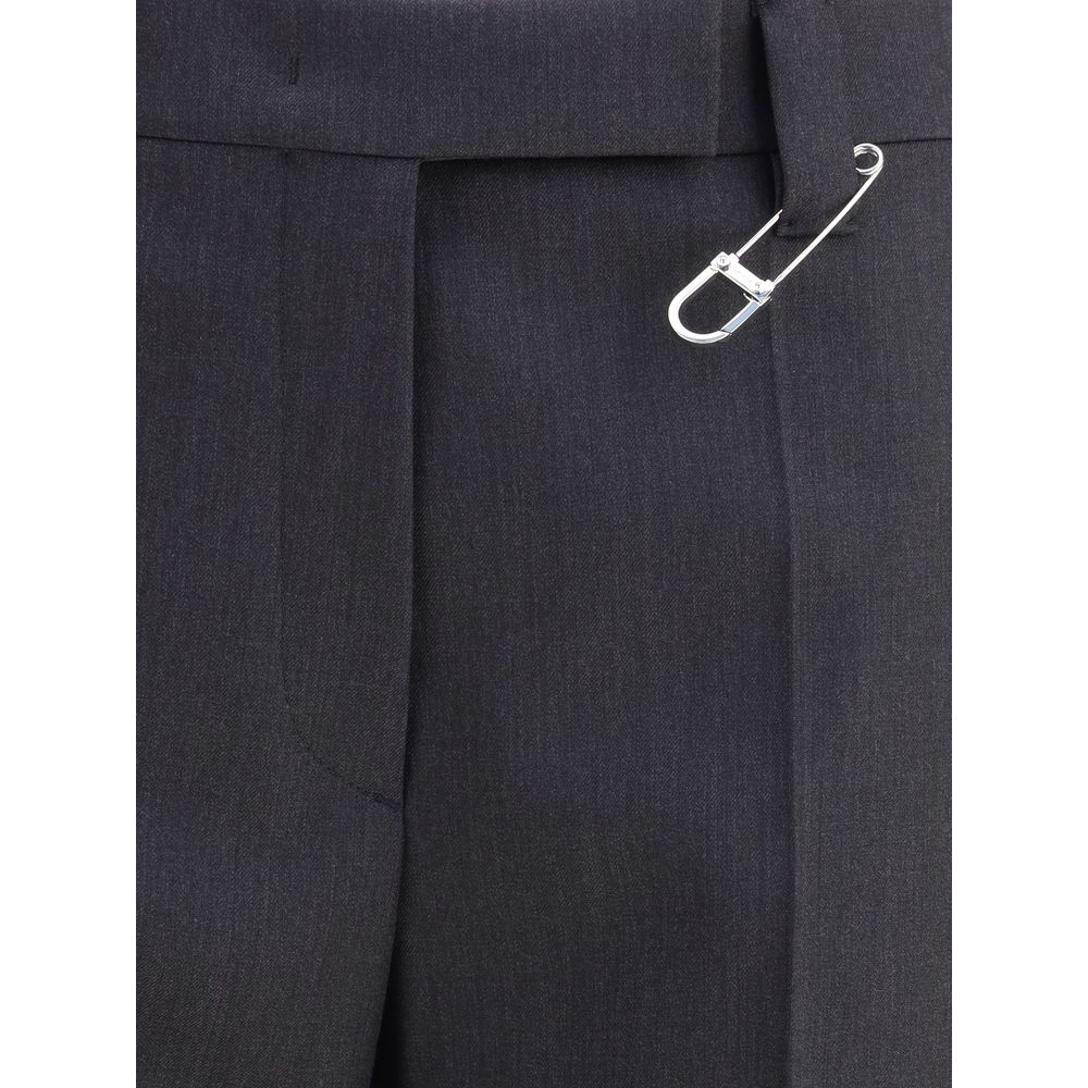 Gray Fleece Wool Dress Pants