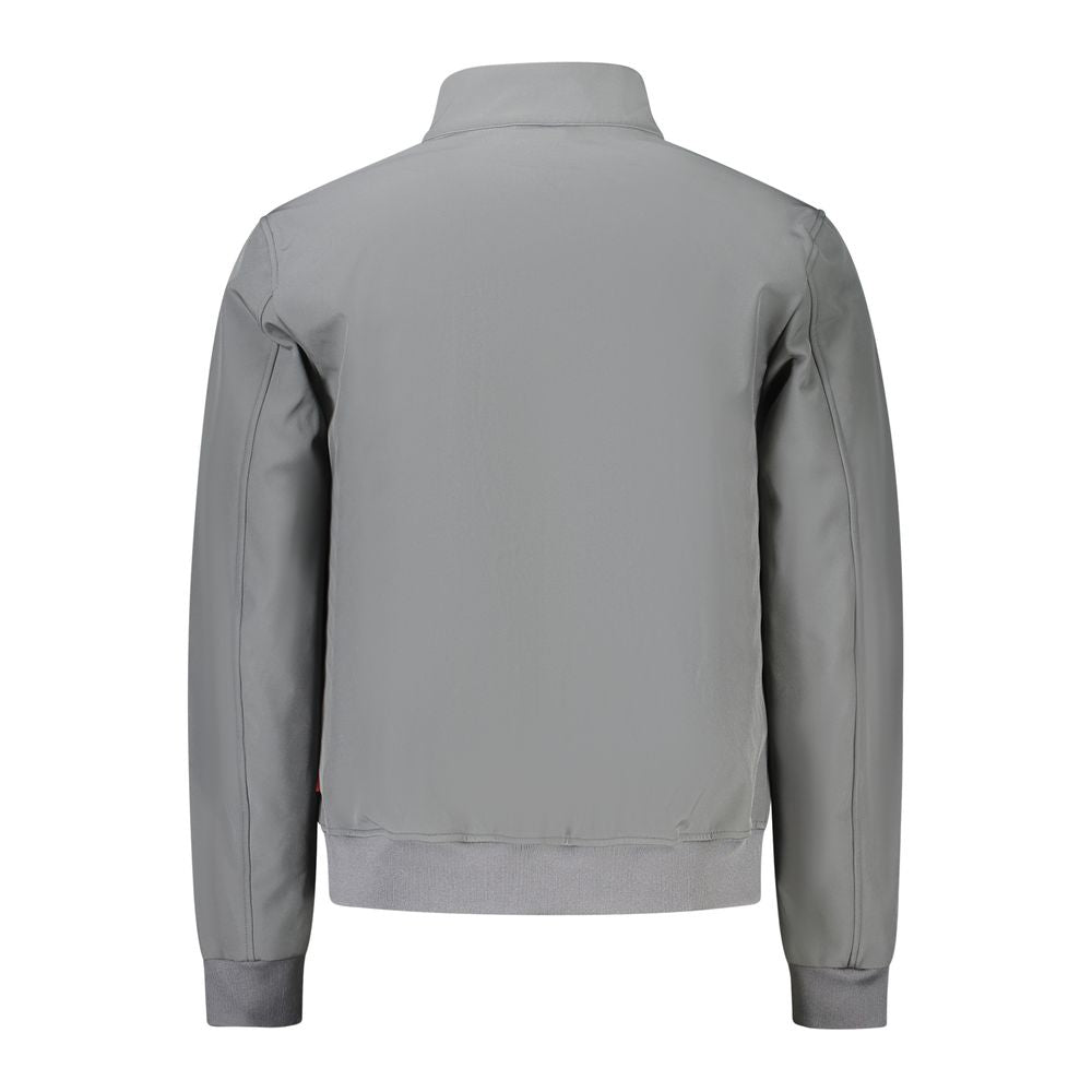 Gray Polyester Men Jacket