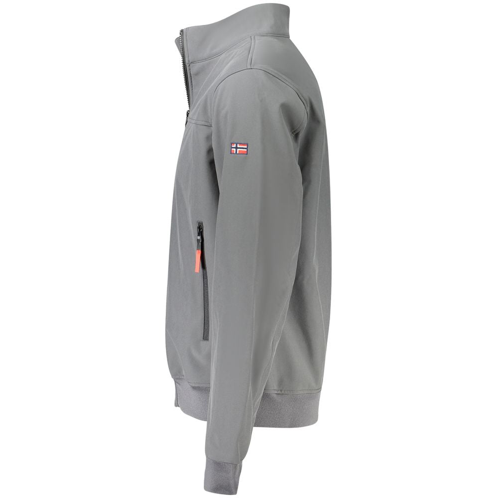 Gray Polyester Men Jacket