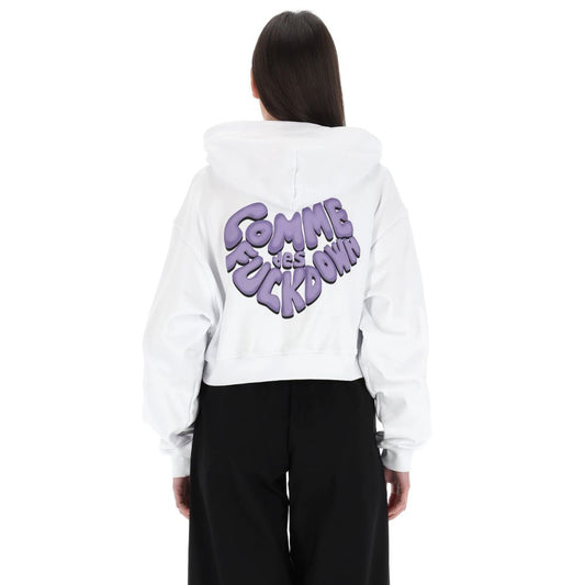 White Cotton Women Sweatshirt