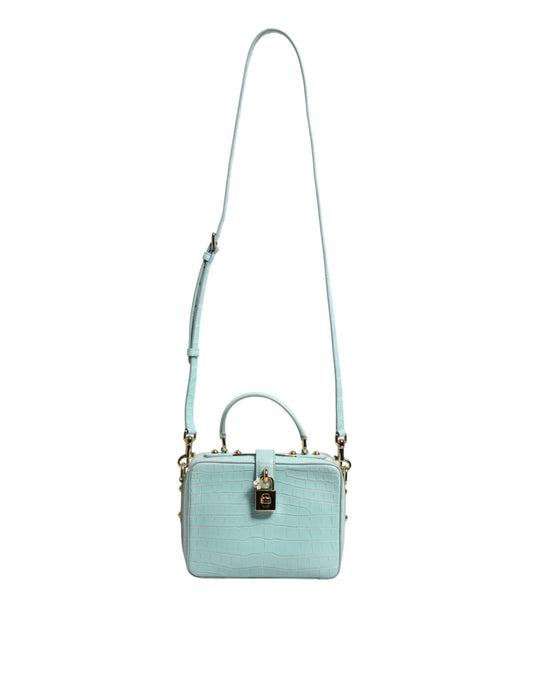 Mint Green Embossed Leather Padlock Shoulder Bag