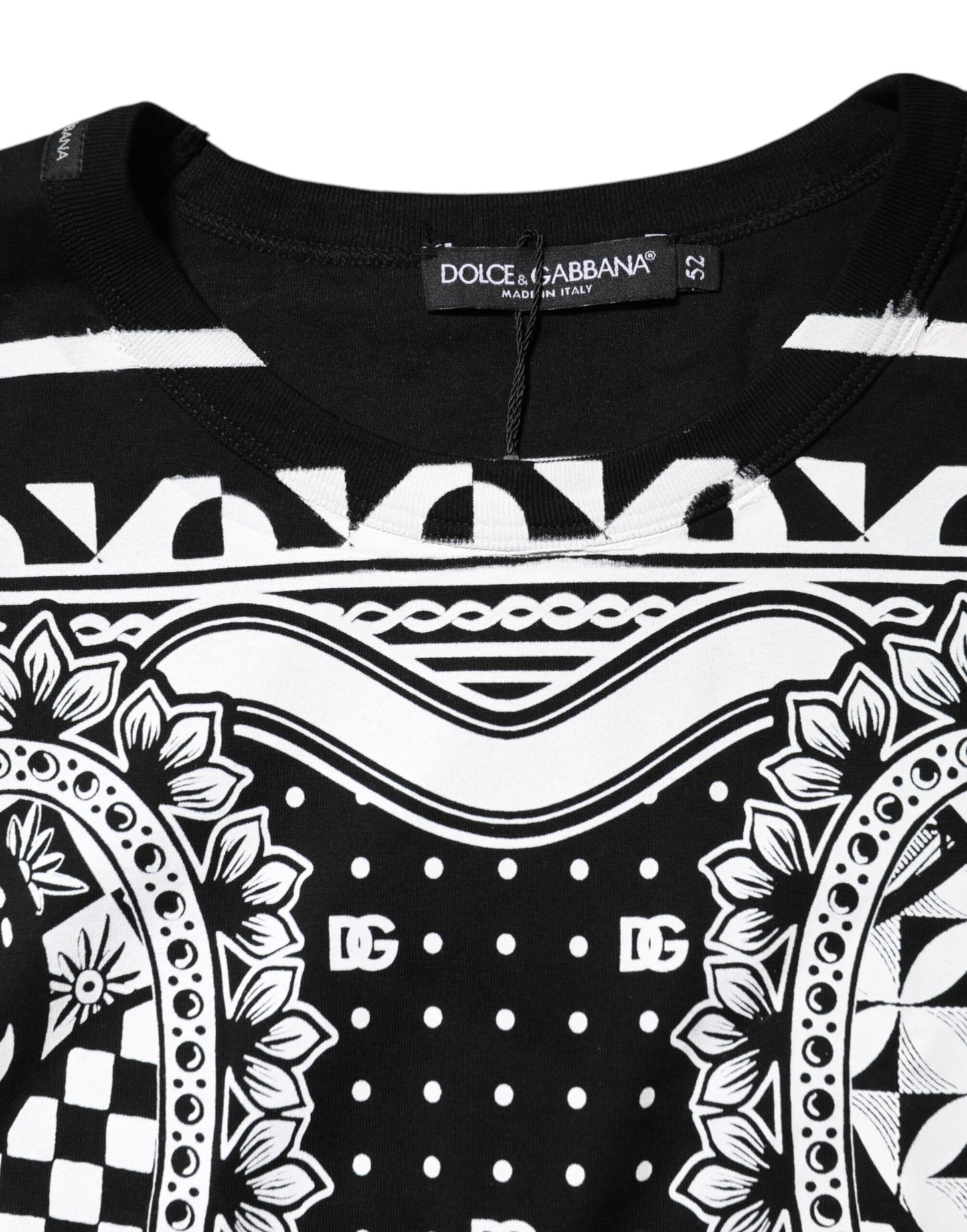 Black Bandana Print Cotton Crew Neck T-shirt