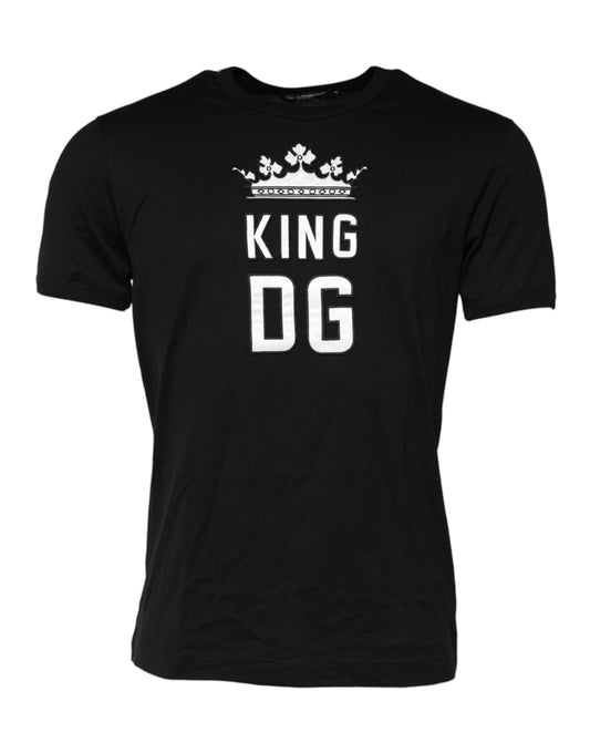 Black DG King Crown Cotton Crew Neck T-shirt