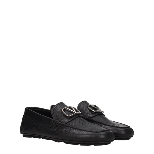 Black Leather Slip-On Loafers