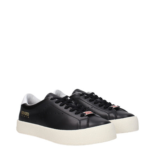 Black Leather Low Top Sneakers
