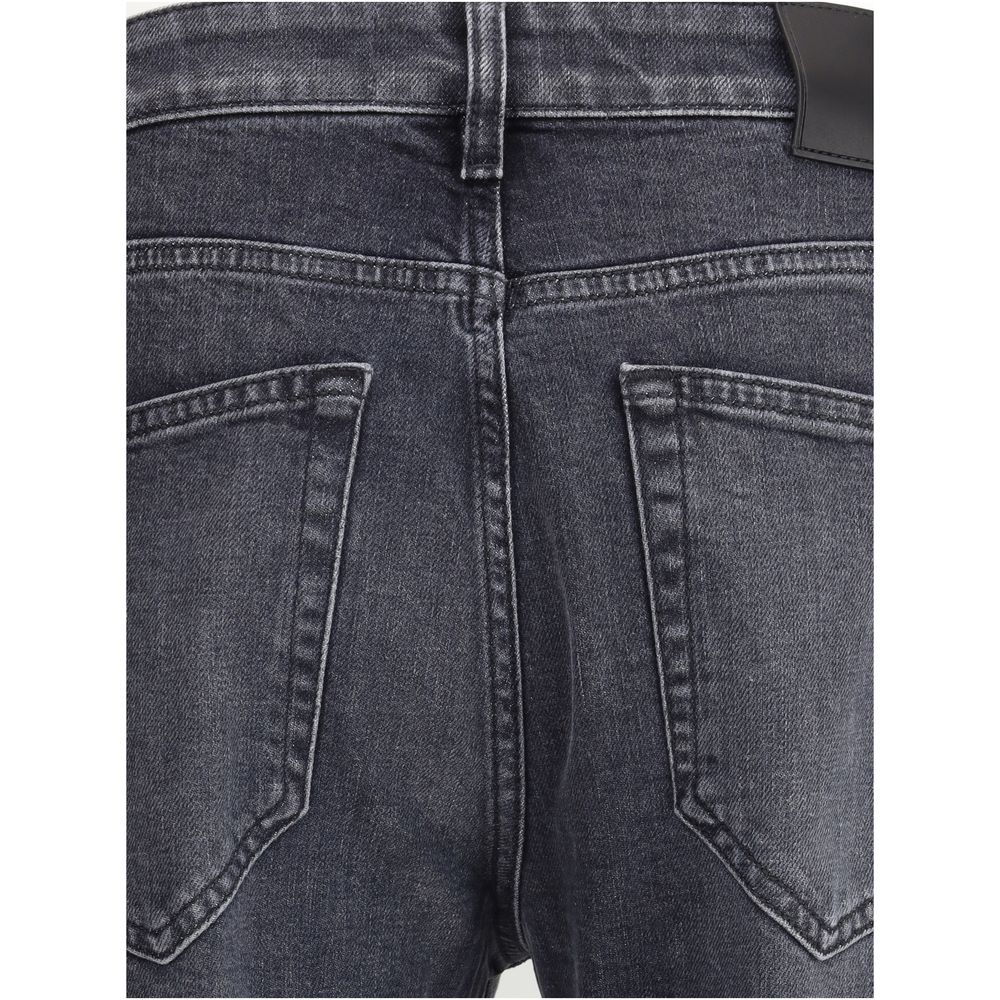 Gray Cotton Slim Fit Jeans