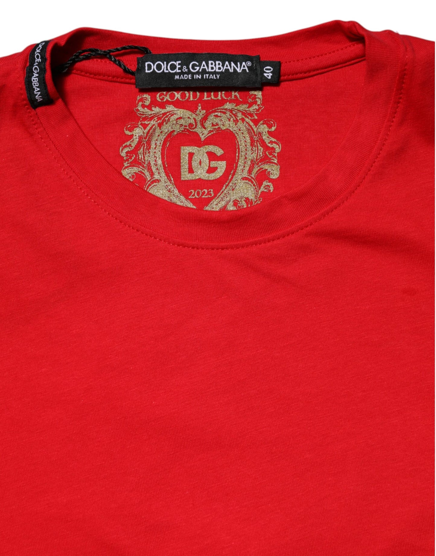 Red Cotton Crew Neck Short Sleeves Top T-shirt