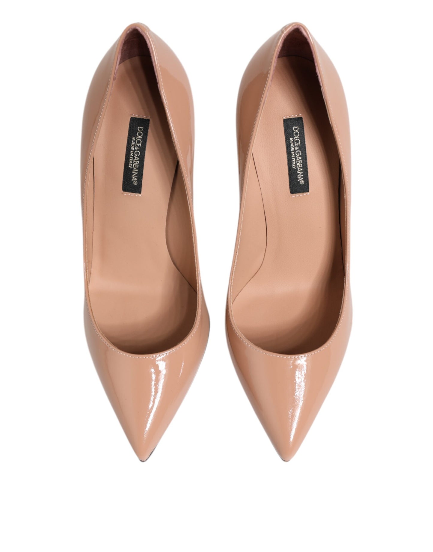 Beige Patent Leather Stiletto Heel Pump Shoes