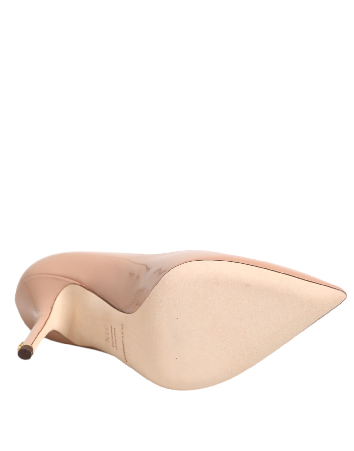 Beige Patent Leather Stiletto Heel Pump Shoes
