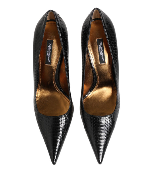 Black Exotic Leather Stiletto Pumps Shoes