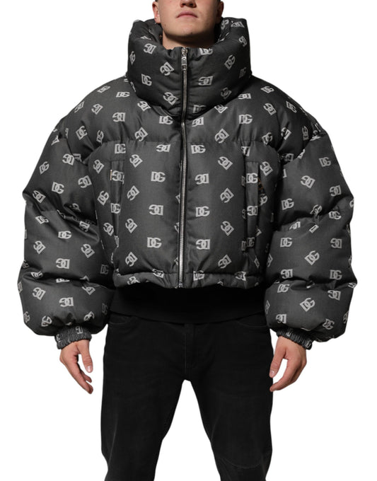 Black DG Monogram Full Zip Puffer Men Jacket