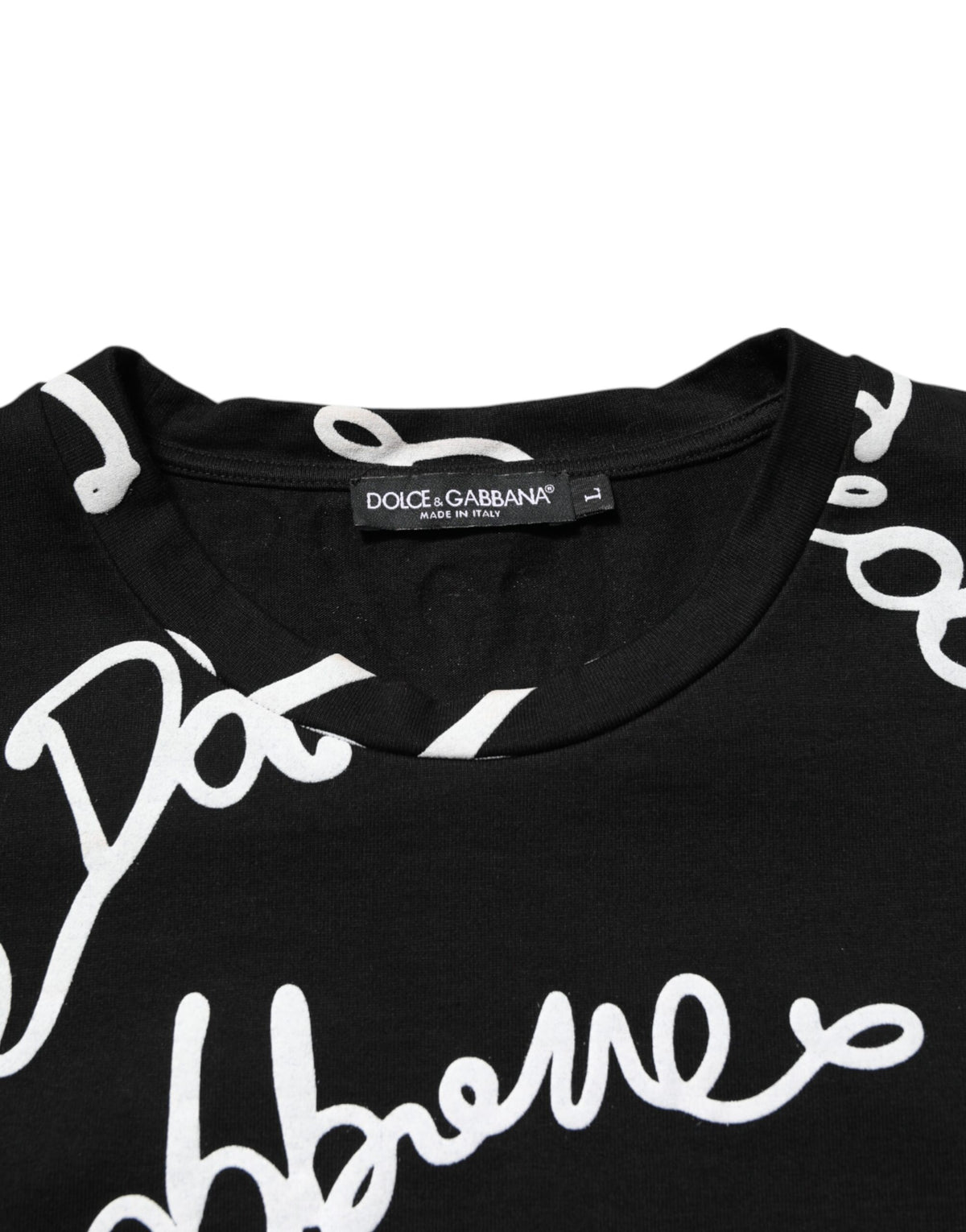 Black Logo Print Cotton Crew Neck T-shirt