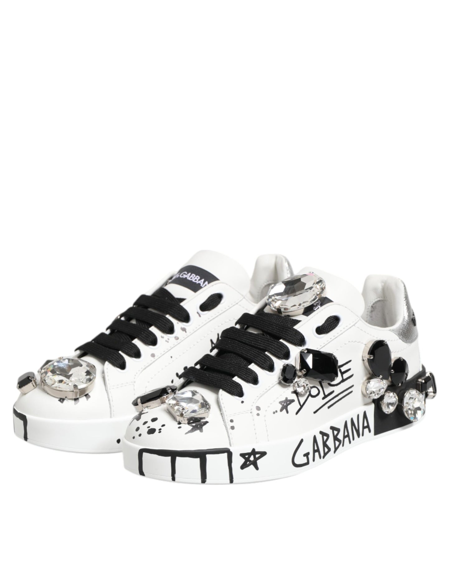 White Portofino Crystal Sneakers Shoes