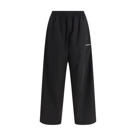 Black Polyester Casual Pants