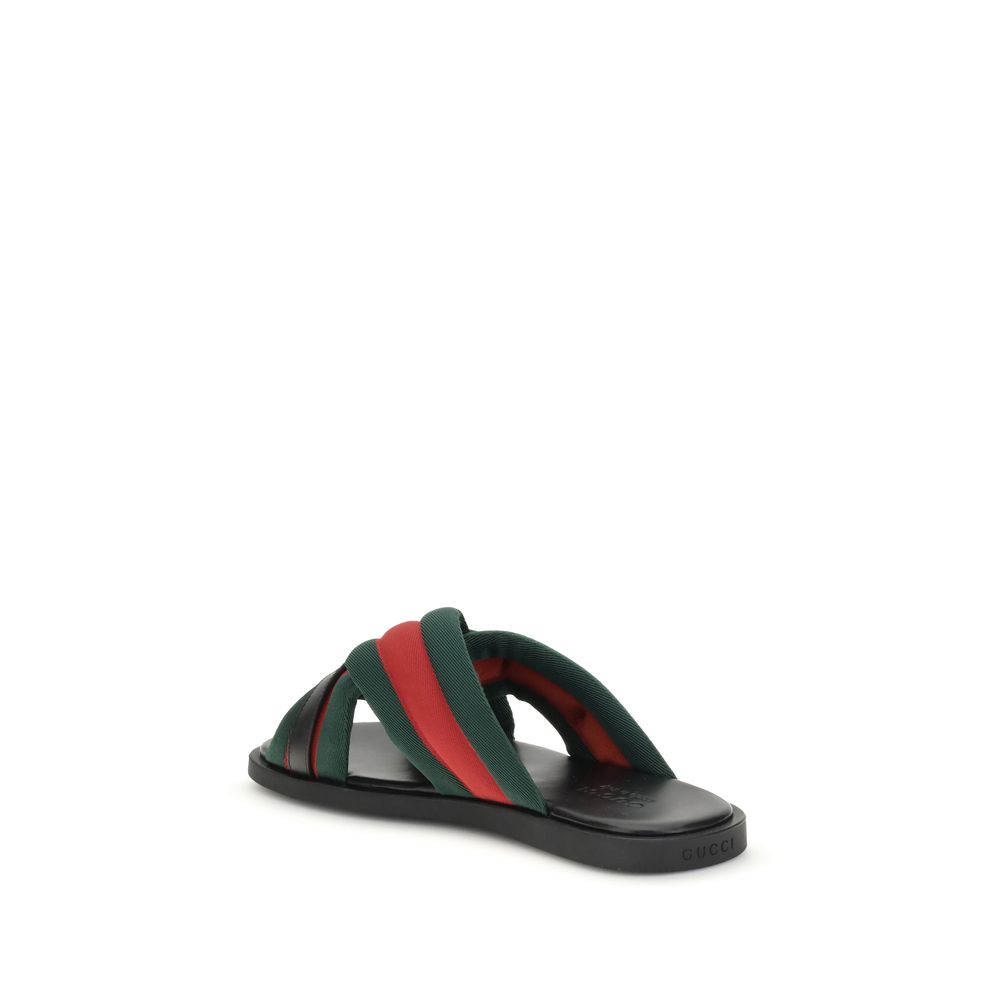 Black Polyamide Flat Sandals