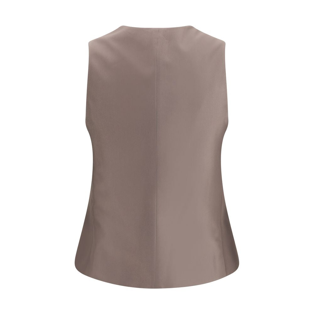 Single-breasted hemp and viscose Vest