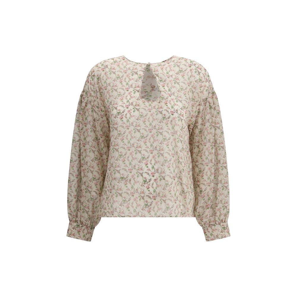 Floral print silk blouse