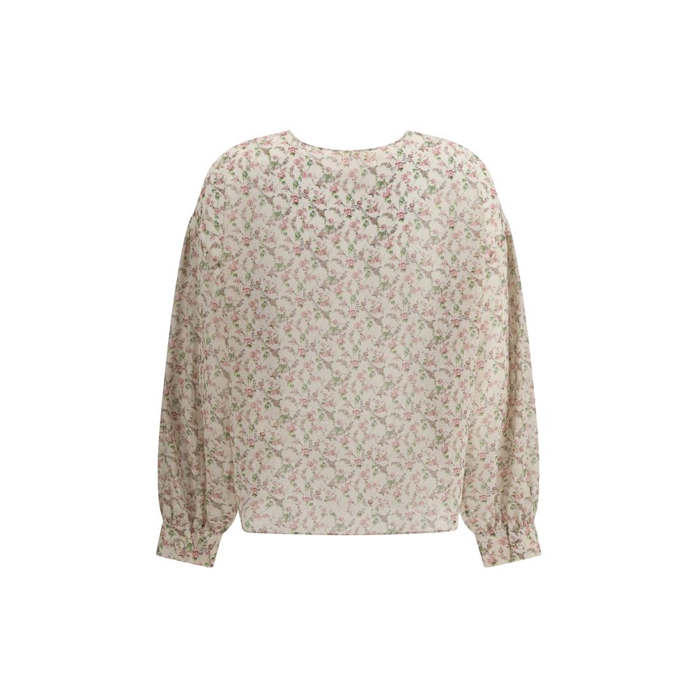 Floral print silk blouse