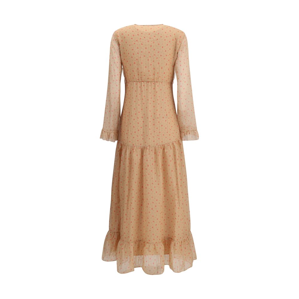 Silk long Dress with rouches