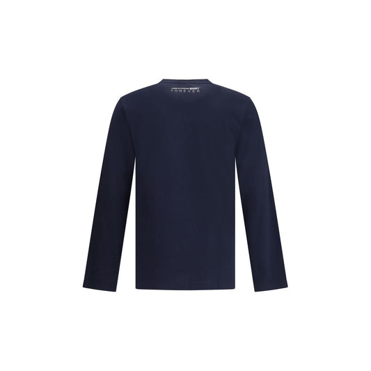Blue Cotton Long Sleeve T-Shirt