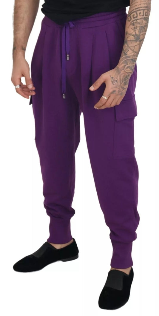 Purple Cotton Cargo Sweatpants Jogging Pants