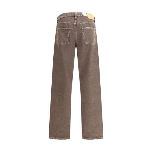 Brown Cotton Relaxed Fit Jeans